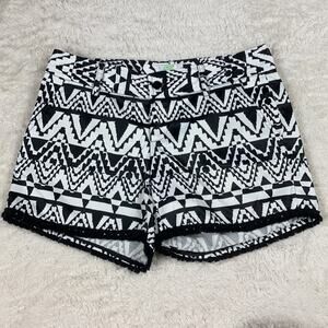 Jade by Melody Tan low rise patterned fringed hem dressy shorts, 0